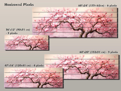 Magnolia Wood Print – Pink Magnolia Decor | Natural Wood Wall Art, Rustic Wooden Plank