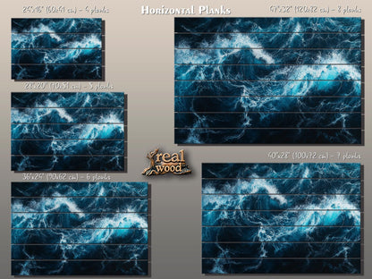 Ocean Wall Art – Deep Blue Waves Print on Wood | Rustic Nautical Decor