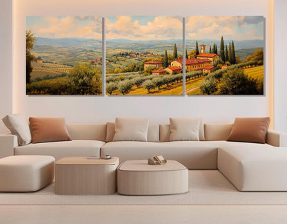 Tuscany Canvas Print - Olive Grove Painting on Cotton Canvas, Ready to Hang Wall Art