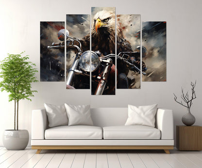 Eagle Biker Canvas Print – Framed Motorcycle Wall Art | Ready to Hang