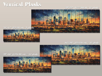 Dallas Wood Wall Art – Rustic Dallas Skyline Art | Abstract Wood Painting Decor