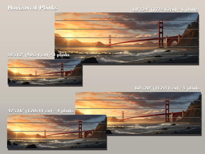 Golden Gate Bridge Wood Art – Rustic San Francisco Wall Decor | UV Printed Wood Panel