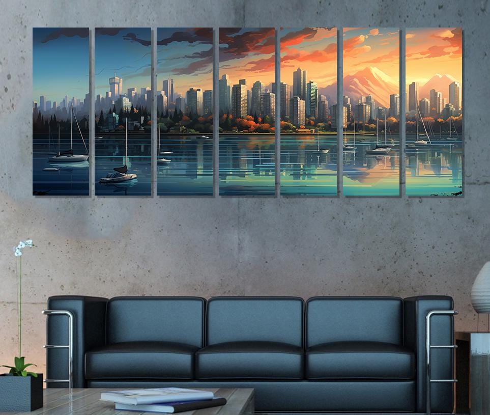 Vancouver Canvas Print – Abstract City Skyline Art | Framed Cotton Canvas, Ready to Hang