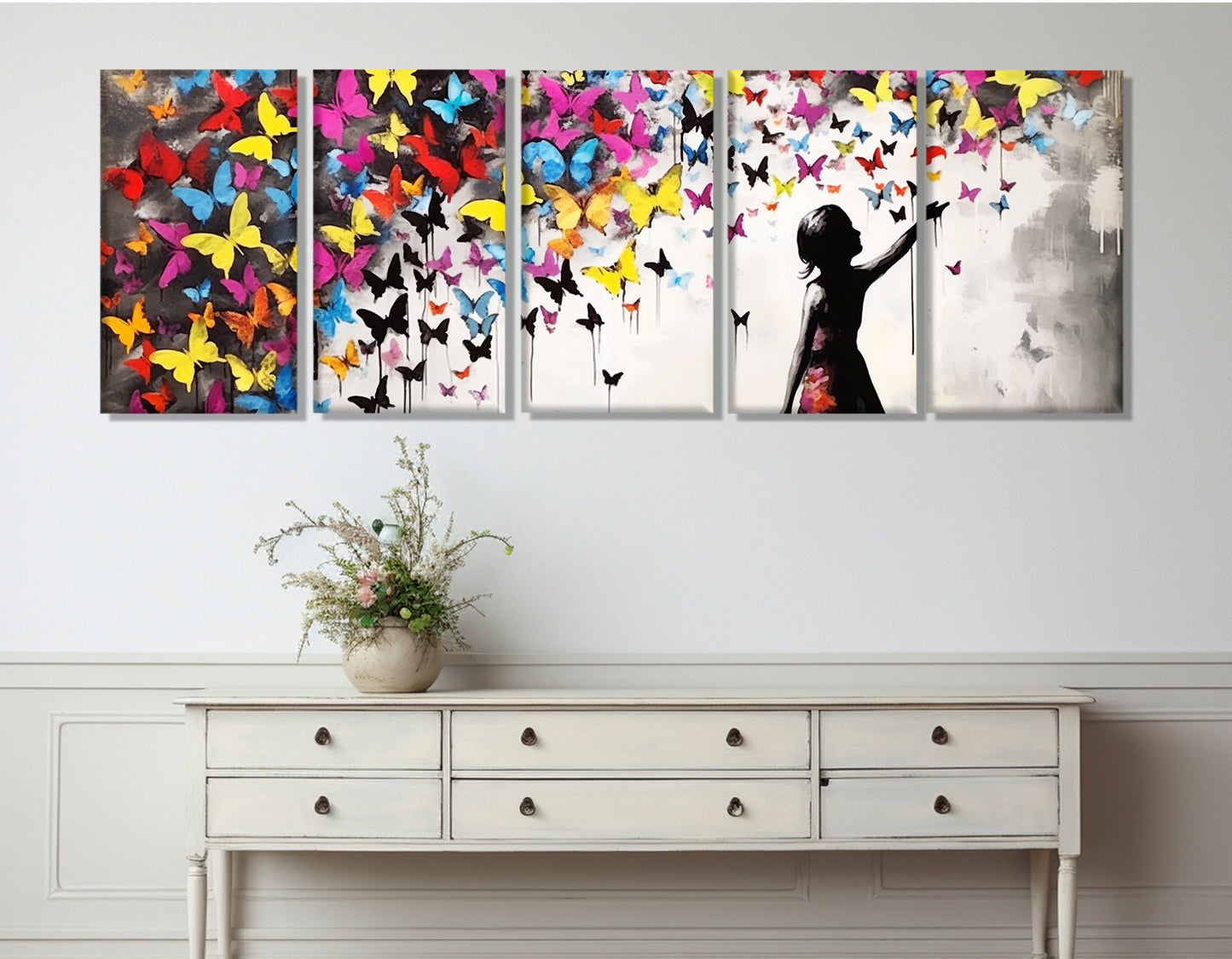 Street Art Canvas Print, Banksy Style Wall Art, Graffiti Canvas Art, Butterfly Girl, Graffiti Street Art Painting, Framed and Ready to Hang