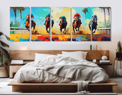 Horse Racing Canvas Print – Large Framed Wall Art | Ready to Hang Equine Decor