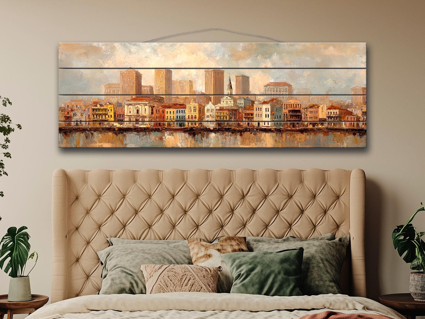 French Quarter Wood Print – New Orleans Rustic Wood Decor Beige Wall Art