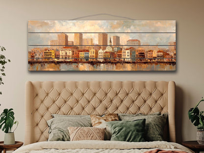 French Quarter Wood Print – New Orleans Rustic Wood Decor Beige Wall Art