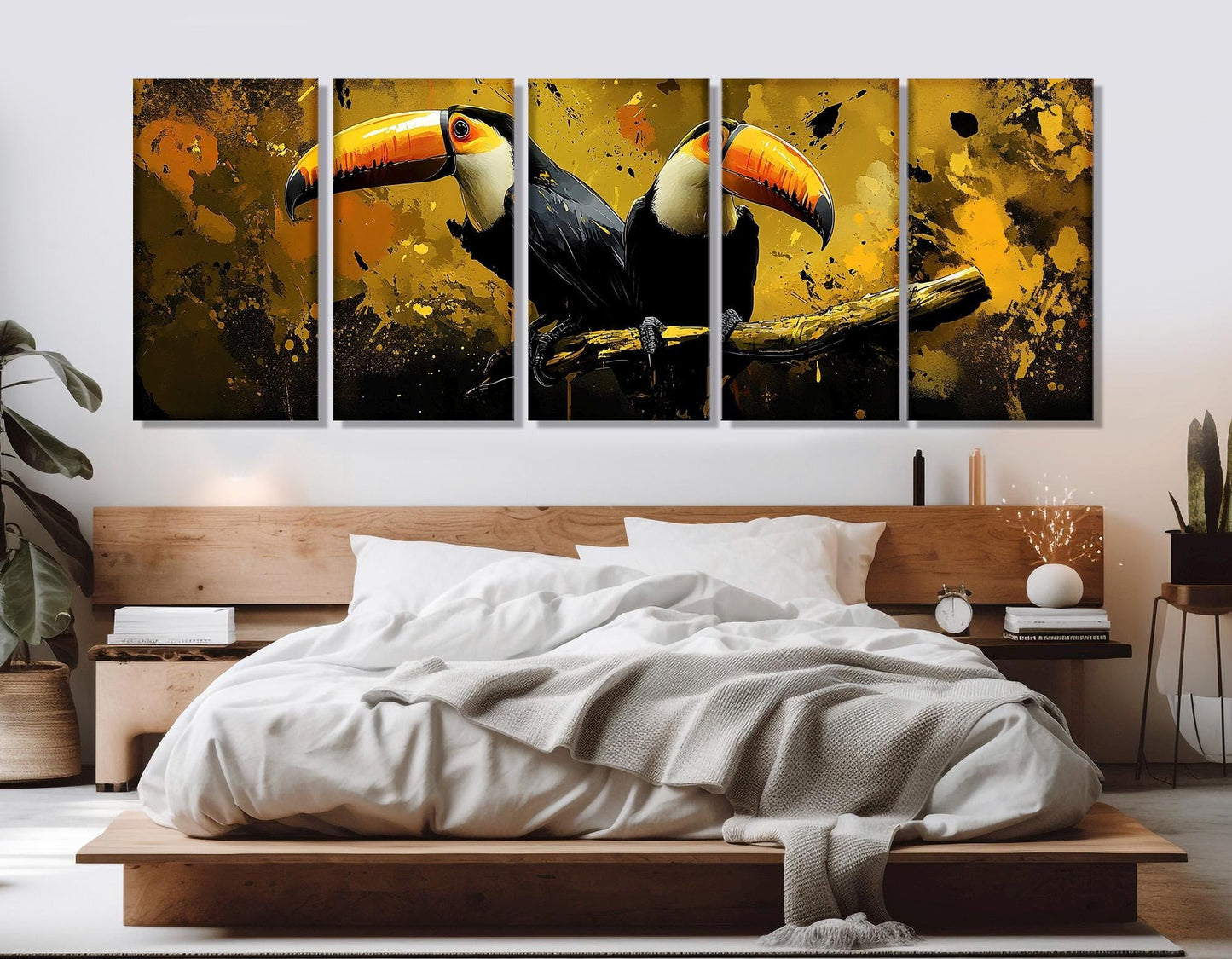 Toucans Canvas Print – Abstract Bird Art Ready to Hang Gallery Wrapped Decor