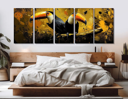 Toucans Canvas Print – Abstract Bird Art Ready to Hang Gallery Wrapped Decor