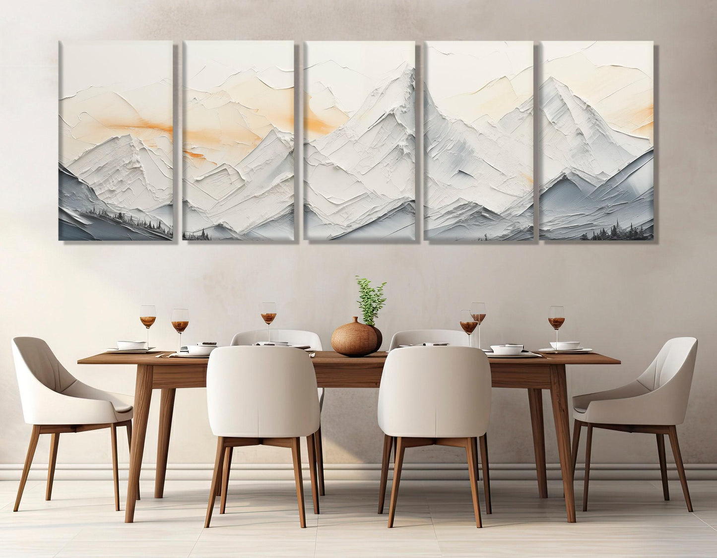 Mountains Canvas Print - Soft Tones Painting | Framed Contemporary Wall Art, Gallery Wrapped Canvas