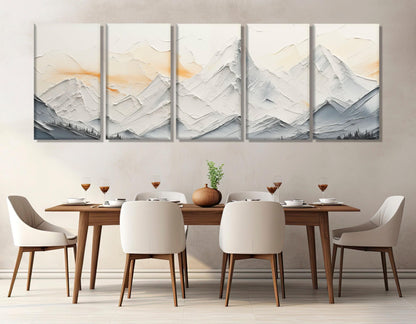 Mountains Canvas Print - Soft Tones Painting | Framed Contemporary Wall Art, Gallery Wrapped Canvas