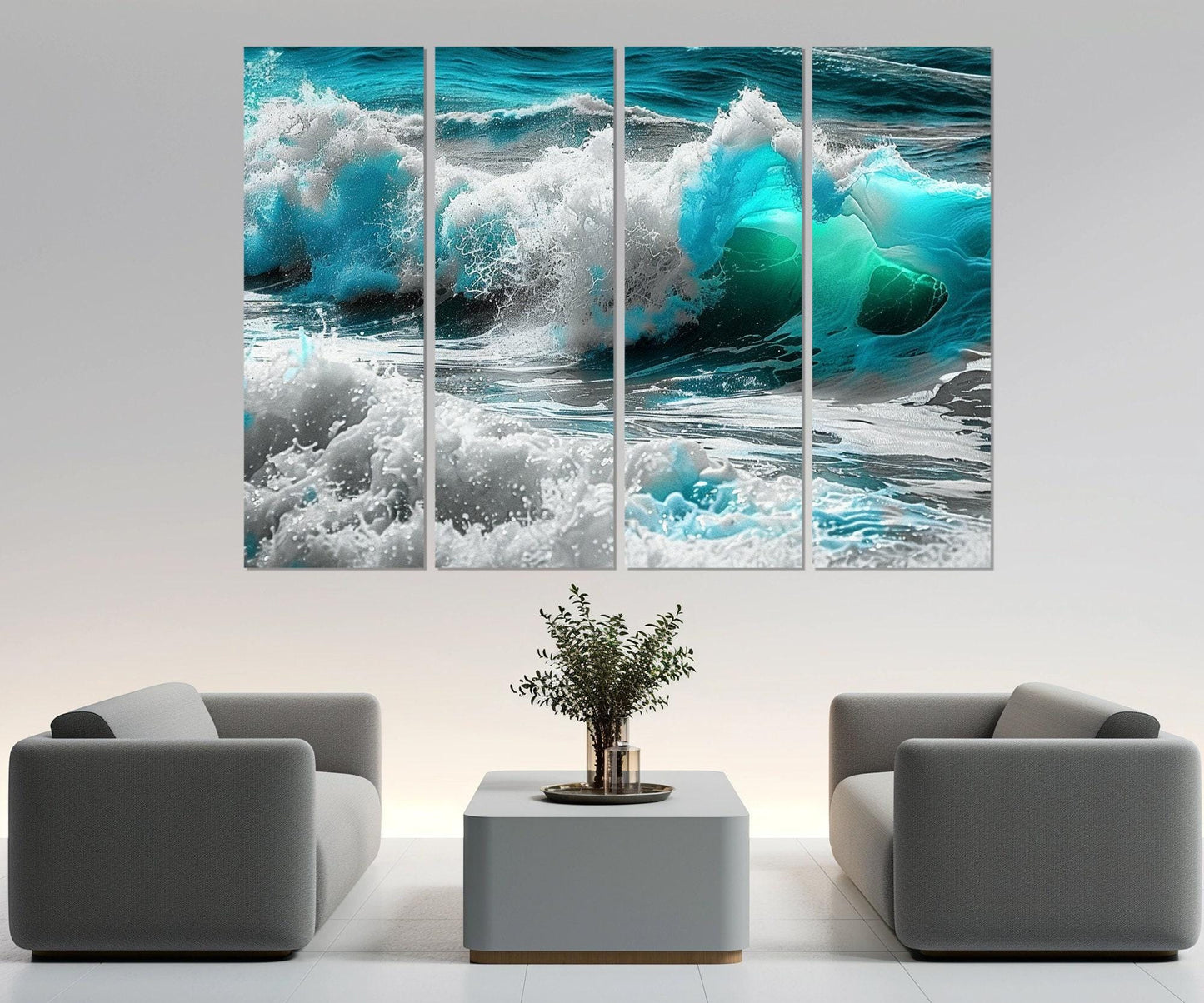 Ocean Wall Art – Turquoise Ocean Canvas Print | Framed & Ready to Hang