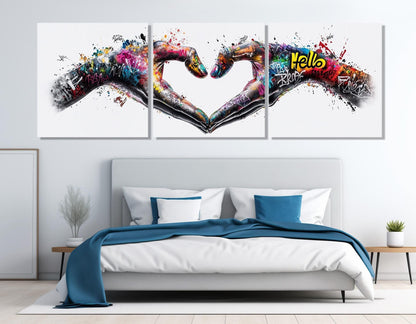 Abstract Heart Canvas Print – Graffiti Style Art, Love & Peace Wall Decor, Ready to Hang