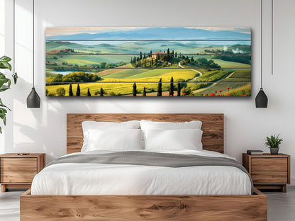 Rustic Wood Wall Art – Scenic Tuscany Landscape Art on UV Printed Wood