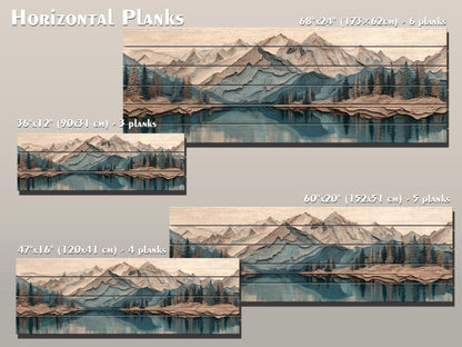Panoramic Mountain Wood Art – Rustic Wood Decor With Layered Peaks Painting