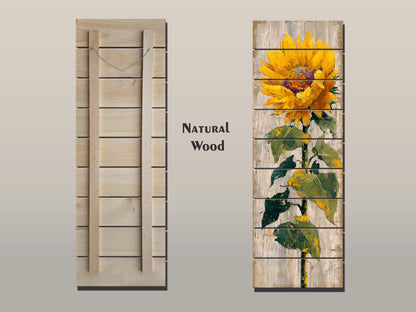 Rustic Sunflower Wall Art – Handcrafted Wood Wall Decor with Vertical Planks