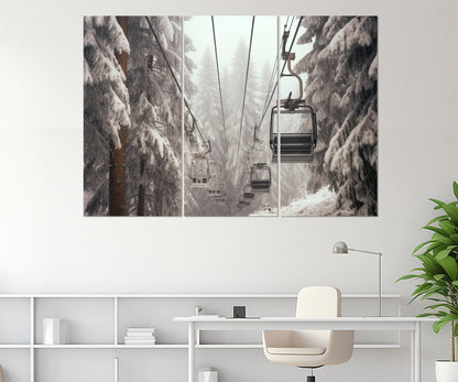 Ski Lift Canvas Print - Scenic Winter Wall Art | Framed Cotton Canvas Ready to Hang