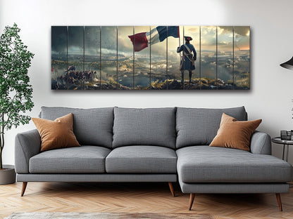 Napoleon Wood Art – Historical Wall Art on Natural Wood Print with French Flag