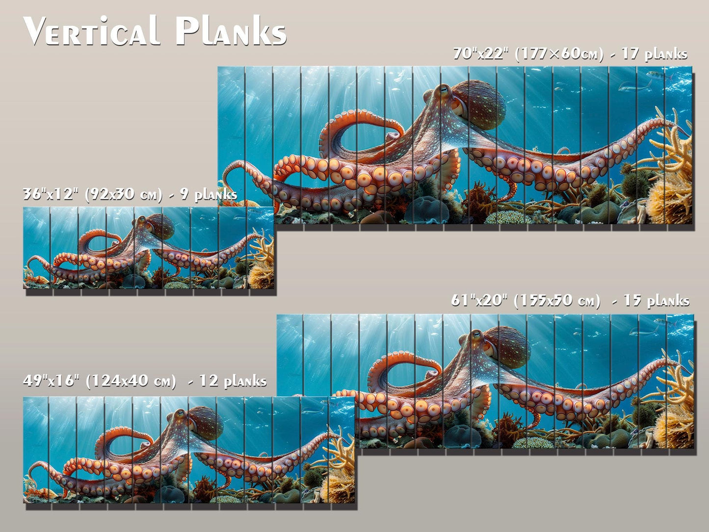 Octopus Wood Print – Giant Octopus Art on Natural Wood | Nautical Wall Decor