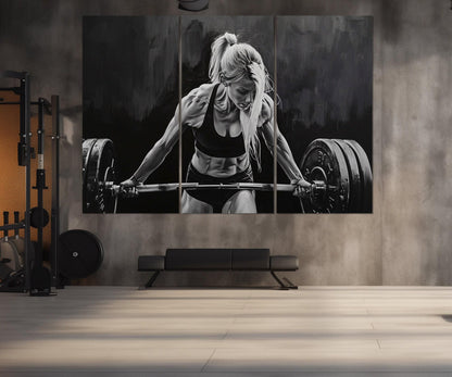 Fitness Wall Art – Black White Fitness Print | Women Workout Motivation Canvas
