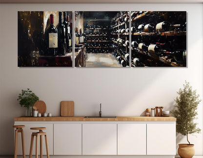 Vintage Wine Canvas | Framed Cotton Canvas Print - Panoramic Wine Wall Art