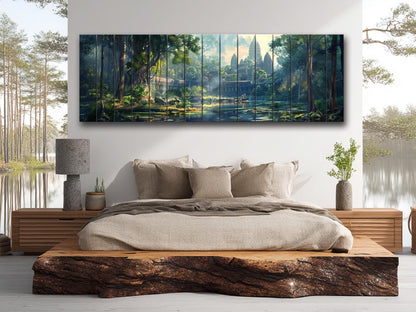 Angkor Wat Wall Art – Rustic Wooden Wall Decor | Abstract Temple Wood Print