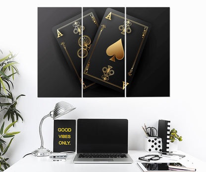 Poker Wall Art - Pocket Aces Print | Abstract Poker Canvas Decor, Ready to Hang