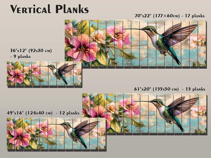 Hummingbird Wood Art – Tropical Floral Print | Rustic Wood Wall Decor, Ready to Hang