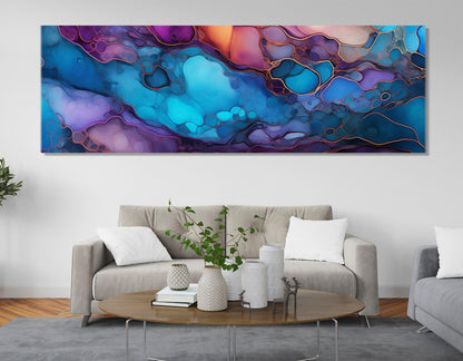 Abstract Alcohol Inks Painting – Large Framed Cotton Canvas Print | Ready to Hang Wall Art