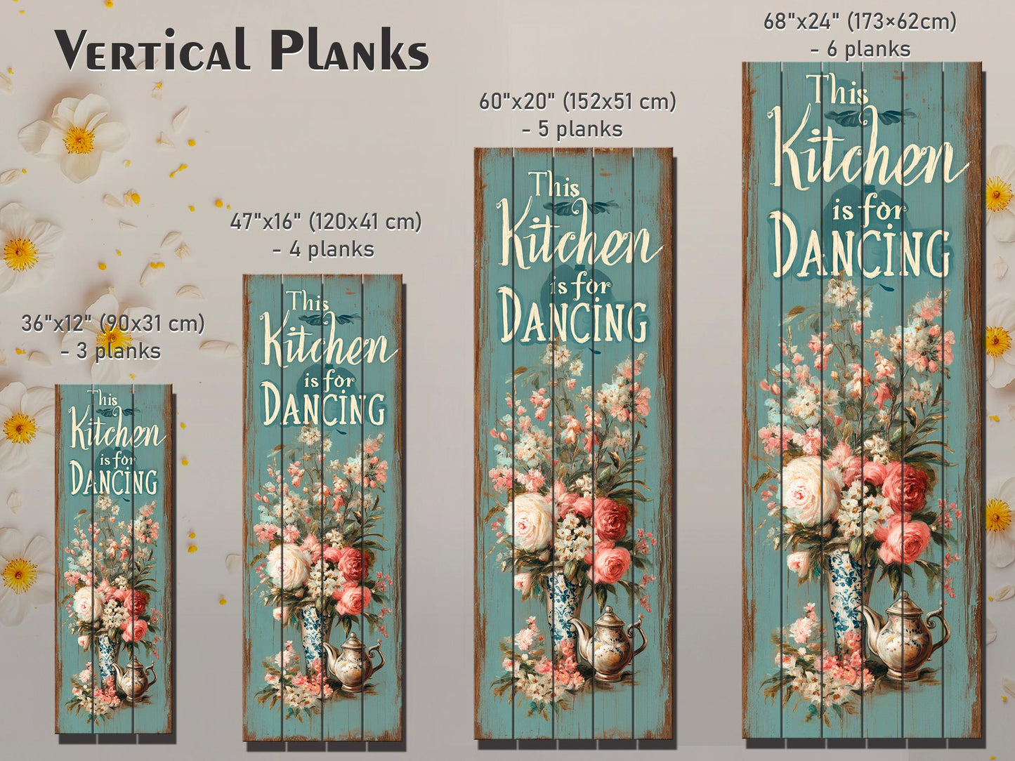 Rustic Wood Wall Art – Kitchen Dancing Sign on Natural Wood with Vintage Charm