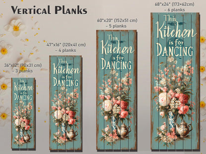 Rustic Wood Wall Art – Kitchen Dancing Sign on Natural Wood with Vintage Charm