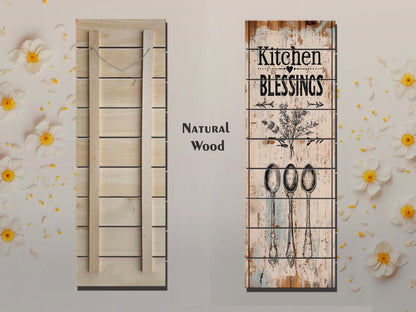 Rustic Kitchen Wall Art – Kitchen Blessings Print on Wood | Farmhouse Decor