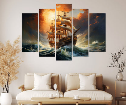 Sailboat Canvas Print – Scenic Sailing Painting | Framed Canvas Art, Ready to Hang