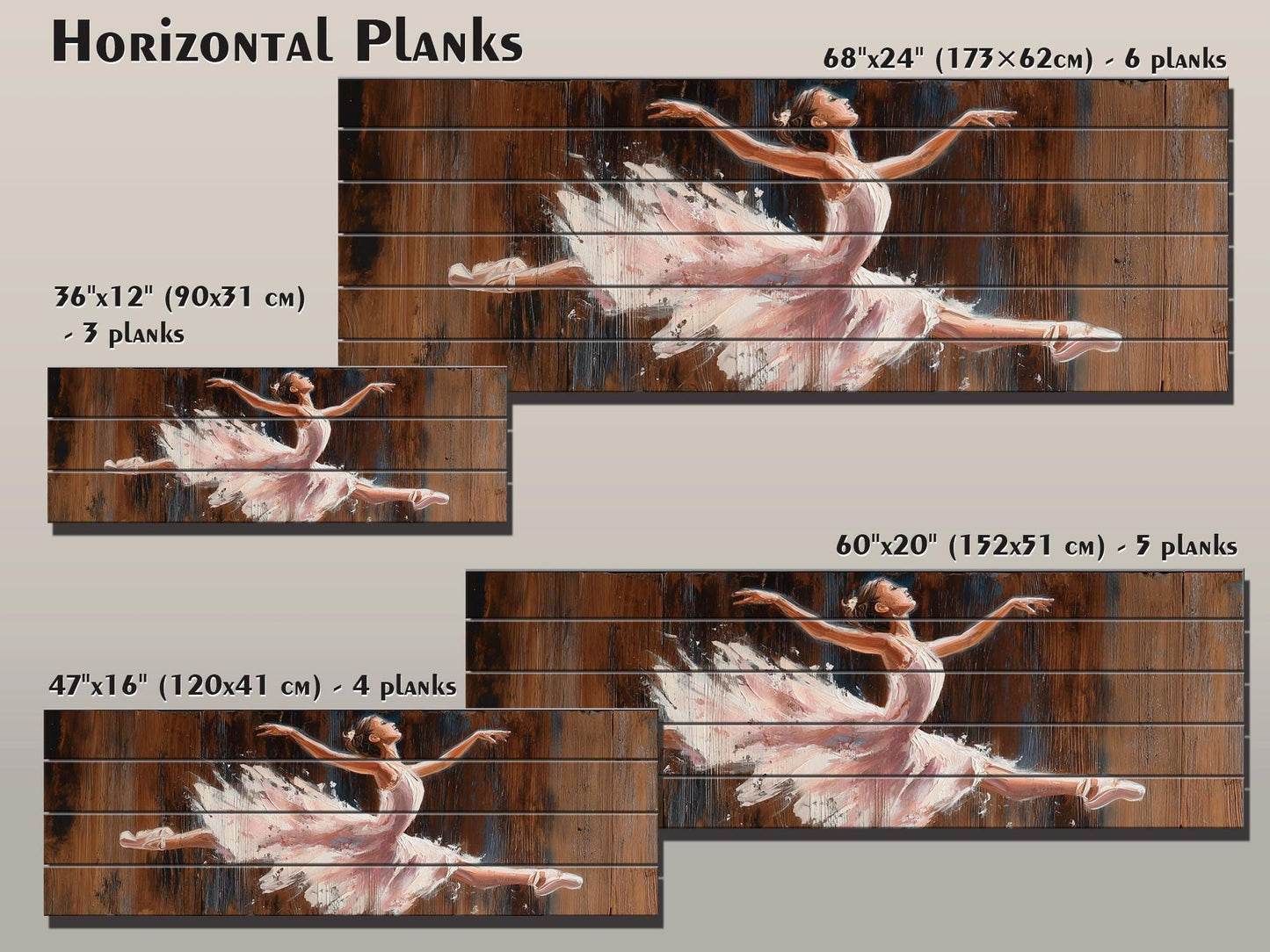 Wood Wall Art - Graceful Ballerina in Expressive Motion Print on Wood, Ballerina Painting, Ballet Wall Art, Ballet School Wall Decor