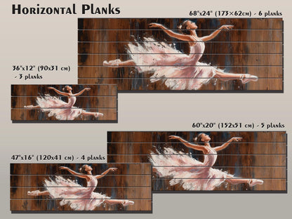 Wood Wall Art - Graceful Ballerina in Expressive Motion Print on Wood, Ballerina Painting, Ballet Wall Art, Ballet School Wall Decor