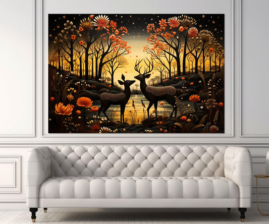 Fantasy Deer Canvas Print - Framed Canvas Print | Deer Wall Art in Forest Decor