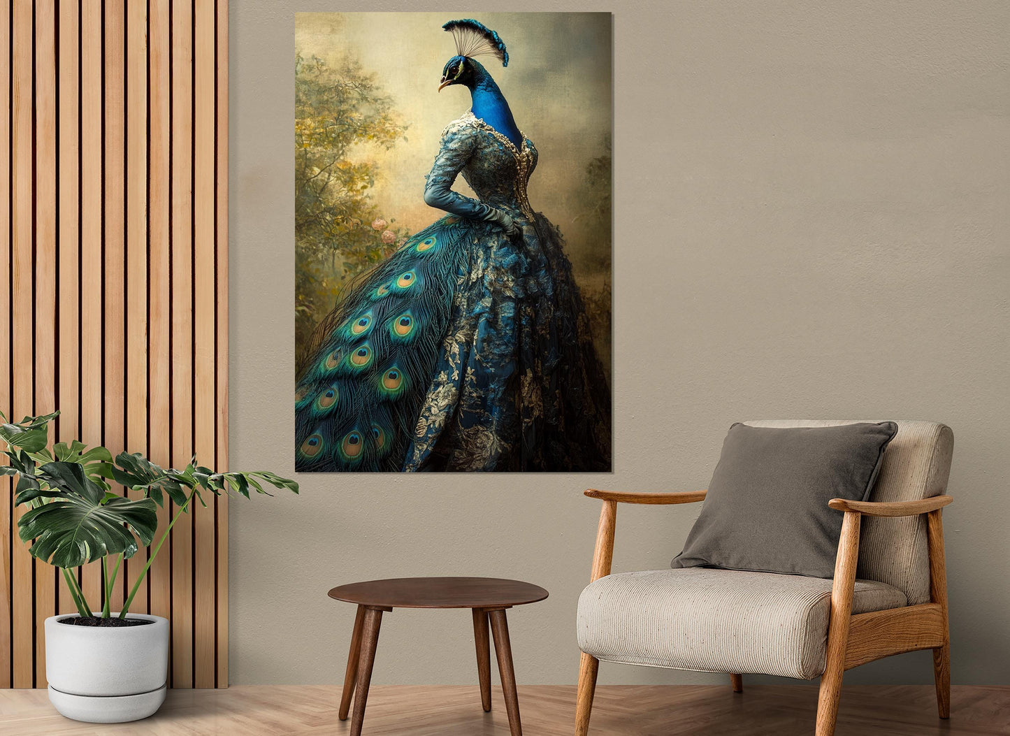 Abstract Lady Peacock Canvas Print, Elegant Peacock Wall Art, Peacock Poster, Vintage Peacock  Wall Art, Framed & Ready to Hang