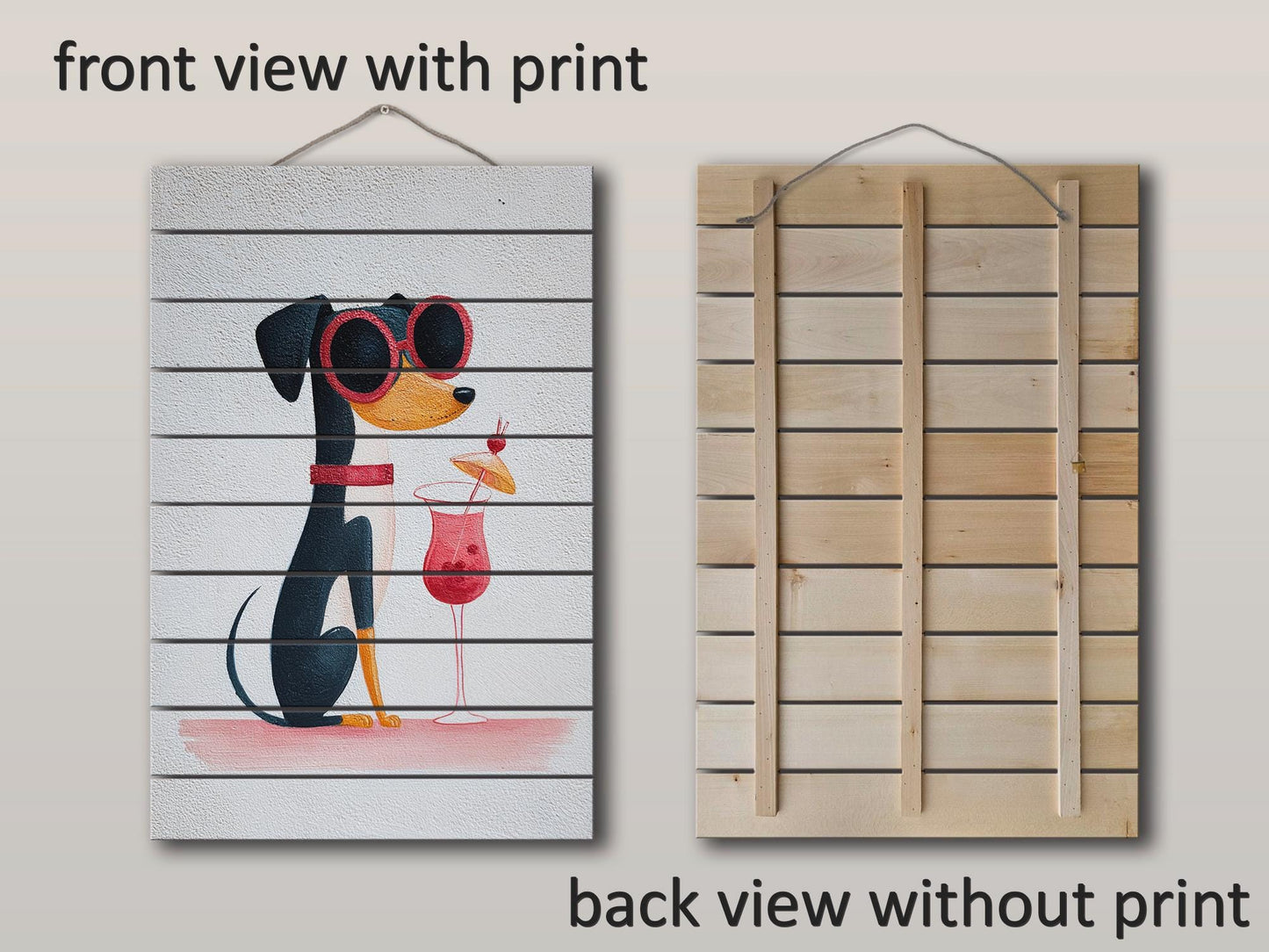 Dog Wood Wall Art – Minimalist Wooden Animal Print | Rustic Farmhouse Decor