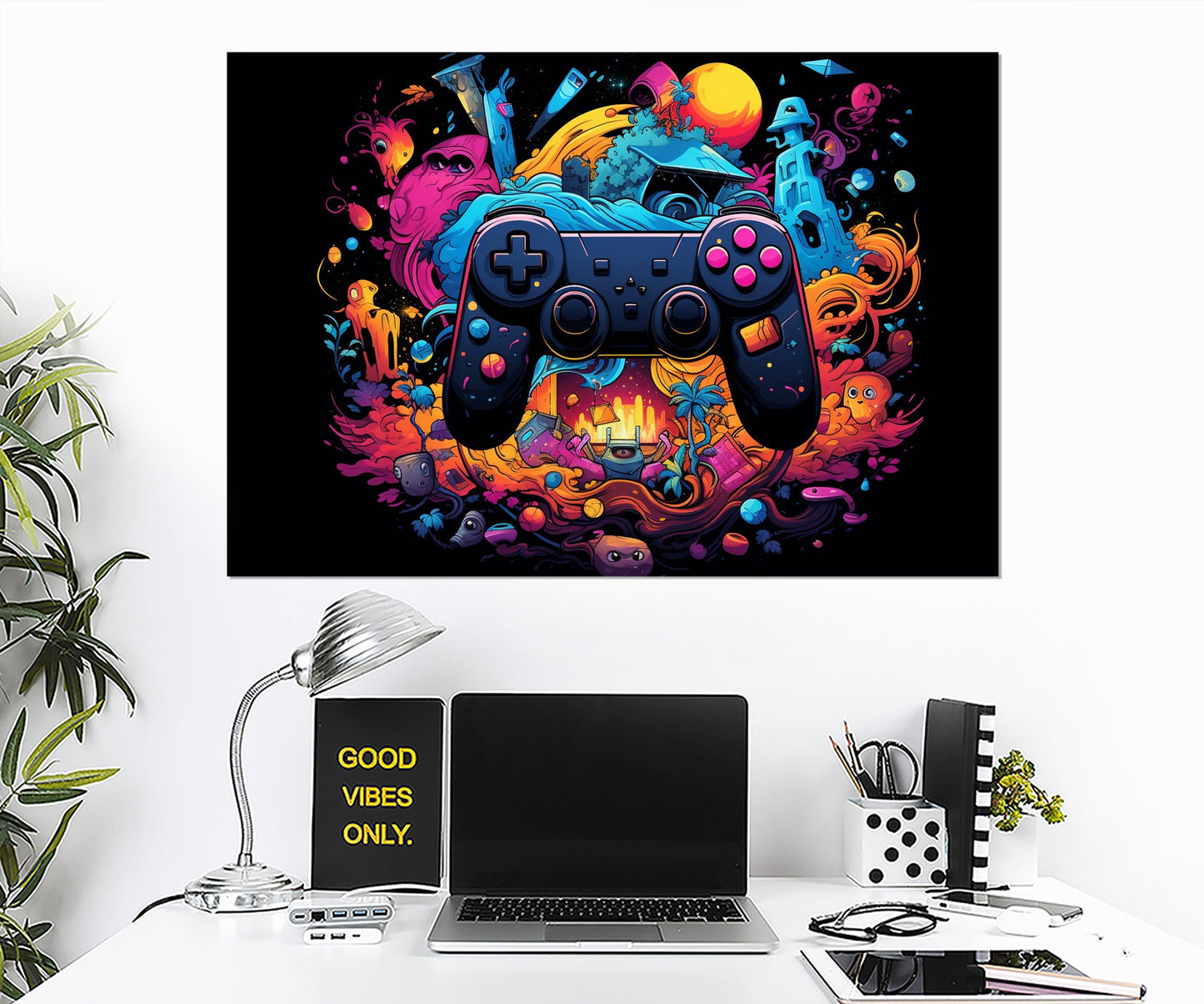 Gaming Wall Art - Abstract Gamepad Canvas Print | Ready to Hang Gamer Gift