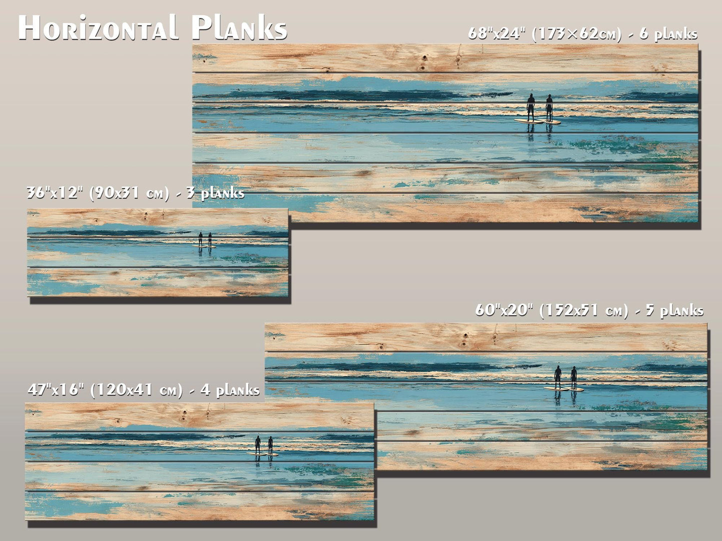Paddleboard Wall Art – Nautical Coastal Wood Print with Ocean Paddleboard Art