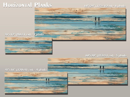 Paddleboard Wall Art – Nautical Coastal Wood Print with Ocean Paddleboard Art