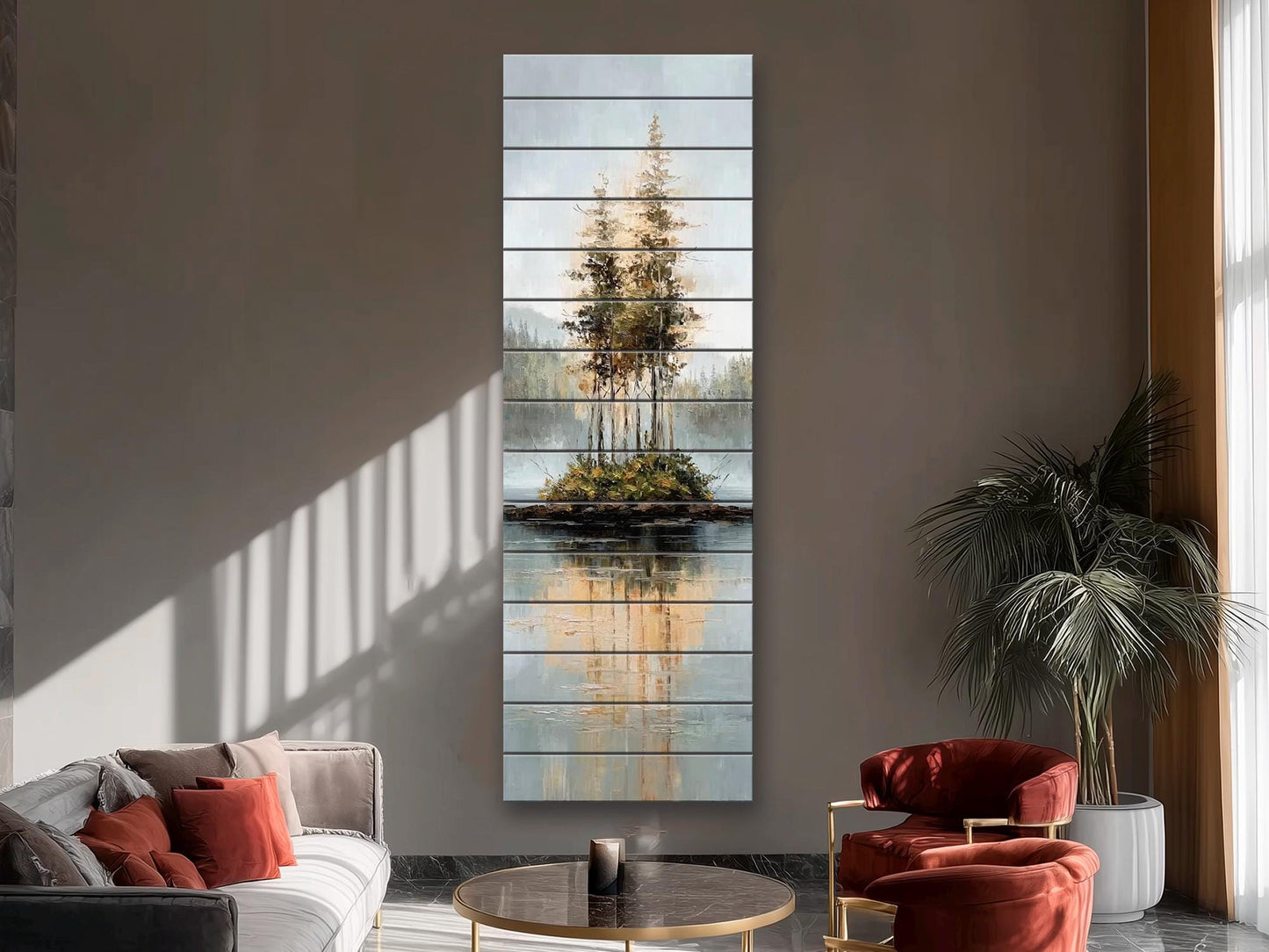 Rustic Wood Wall Art – Scenic Wood Landscape Print With Natural Texture
