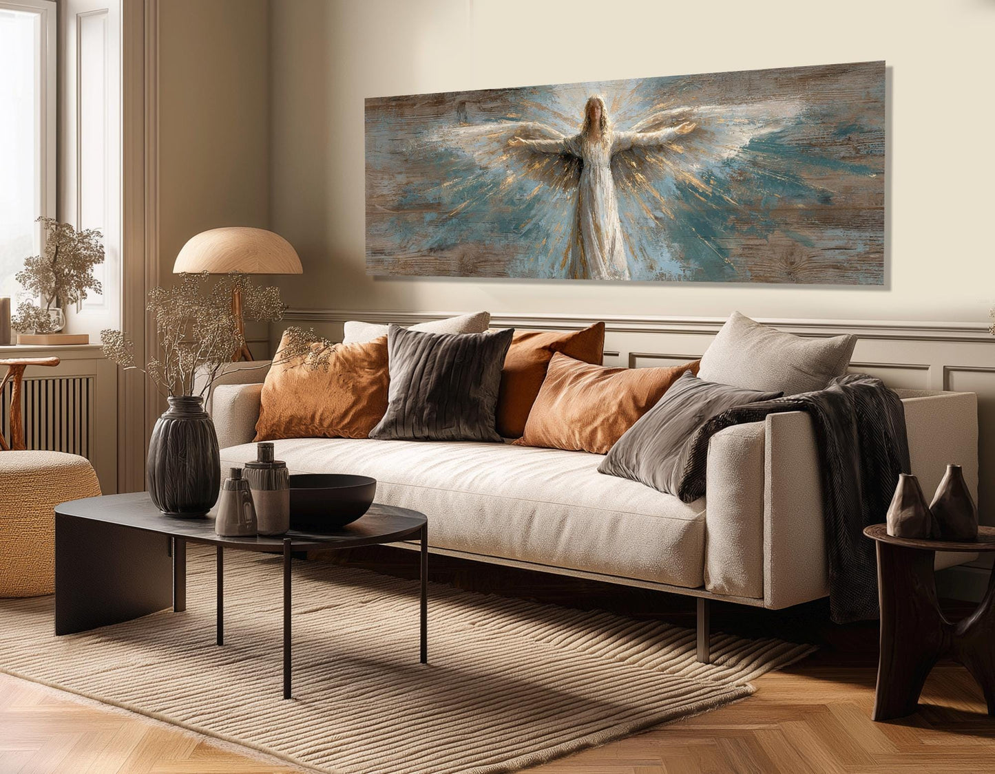 Angel Canvas Print – Rustic Christian Decor | Framed & Ready to Hang Wall Art