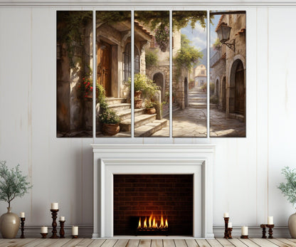 Italian Village Painting - Framed Canvas Print | Italy Wall Art Ready to Hang