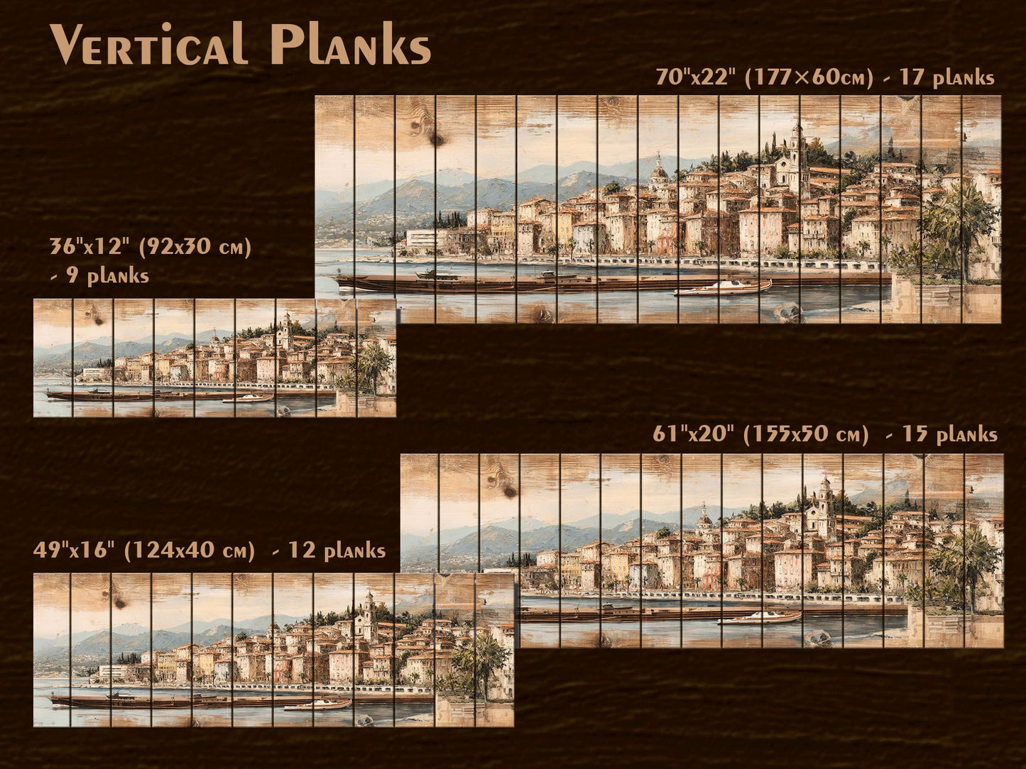 French Riviera Wood Print – Rustic Wall Art With Beige Pastel Painting On Distressed Wood