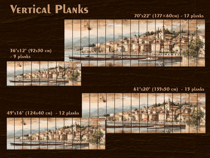 French Riviera Wood Print – Rustic Wall Art With Beige Pastel Painting On Distressed Wood