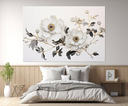 Minimalist Flower Canvas - Floral Wall Decor | Framed Canvas Print Ready to Hang