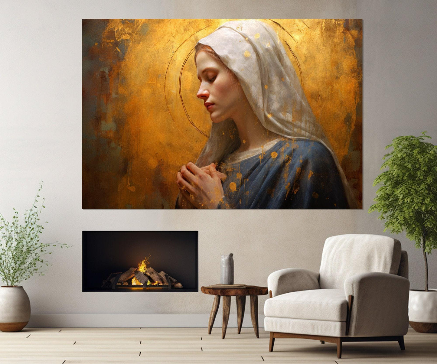 Virgin Mary Canvas Print – Religious Wall Art | Framed & Ready to Hang