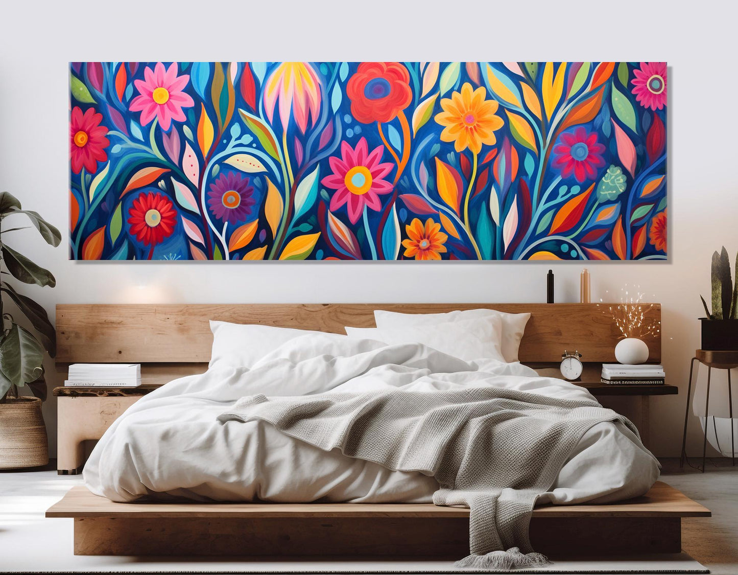 Botanical Canvas Print – Large Floral Wall Decor | Framed, Ready to Hang Art