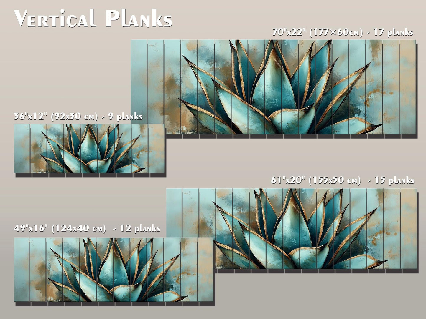 Agave Cactus Wall Art – Abstract Agave Print on Natural Wood | Rustic Boho Decor